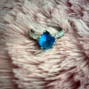 Blue and silver fashion ring size 9